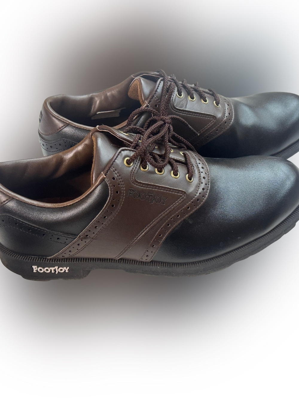 Men's FootJoy Brown Lace-Up Golf Shoes with Spikes